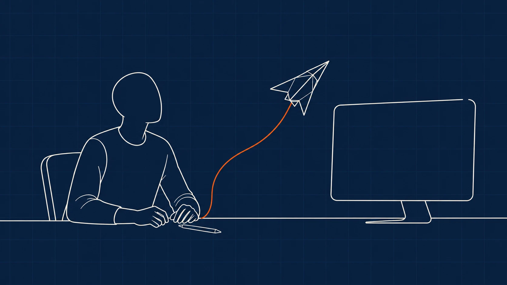 The paper folds into a paper plane and flies toward the screen